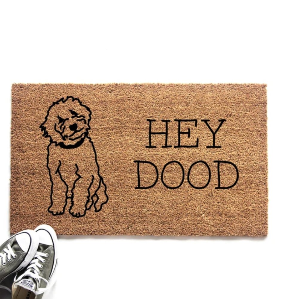 Urban Owl Hey Dood Goldendoodle Door Mat - 18" x 30"
